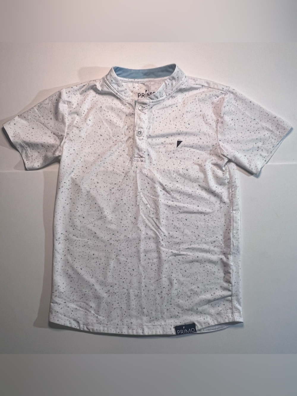 Primo White Speckle Short-Sleeve Henley Top for Kids